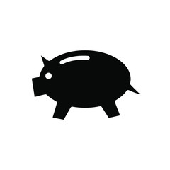 Piggy Coin Icon , Template Logo Design Vector Illustration , Save Money Simple Outline Solid Background White
