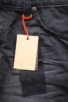 Cloth jean label tag with paper blank mockup for add text message or art design.