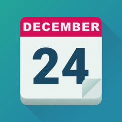 Calendar for December 24, Christmas Eve (flat design)