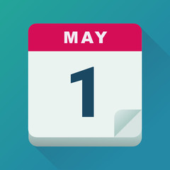 May 1, Labor Day calendar (flat design)