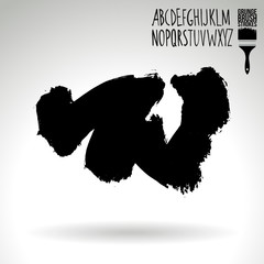 Black brush stroke and texture. Grunge vector abstract hand - painted element. Underline and border design.