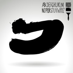 Black brush stroke and texture. Grunge vector abstract hand - painted element. Underline and border design.