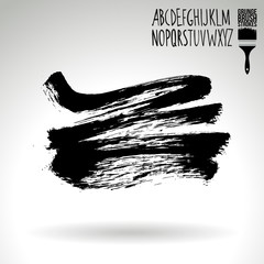 Black brush stroke and texture. Grunge vector abstract hand - painted element. Underline and border design.