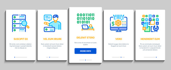 Data Scientist Worker Onboarding Mobile App Page Screen Vector. Server And Web Site Research, Programmer And Data Scientist, Binary Code And Infographic Color Contour Illustrations