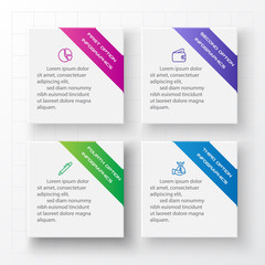 Business infographics template 4 steps with square,Element for design invitations,Vector illustration.
