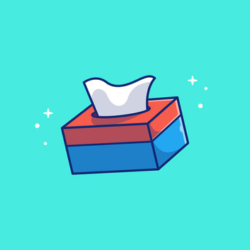 Tissue Box Vector Icon Illustration. Healthcare And Medical Icon Concept White Isolated. Flat Cartoon Style Suitable for Web Landing Page, Banner