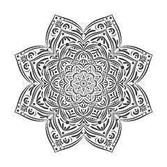 Flower black and white mandala. Vector anti-stress therapy round pattern for coloring book. Black mandala on white background. Floral ornament for relax, coloring book, tattoo