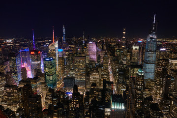 Night city view of New York from Empire State Building
