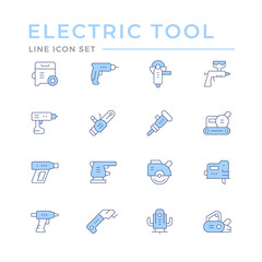 Set color line icons of electric tools