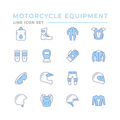 Set color line icons of motorcycle equipment