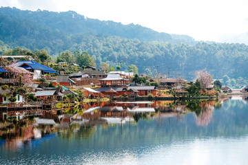 Rak Thai Village, an ancient village surrounded by nature, Mae Hong Son, Thailand.