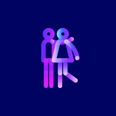 Pictogram of happy friends. Color illustration on a deep blue background. Isolated vector. EPS 10