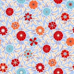 Retro flowers. Seamless Pattern for wrapping Wallpaper and fabric.