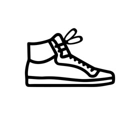 sports shoe or sneakers in black and white isolated vector for sign, logo, apps or website