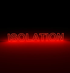 Neon red letters on a black background. Isolation