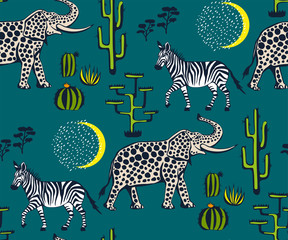 Vector background hand drawn doodle elephant. Hand drawn ink illustration. Modern ornamental decorative background. Vector pattern. Print for textile, cloth, wallpaper, scrapbooking