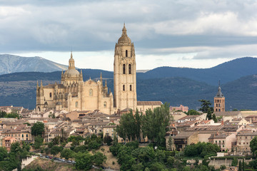 Fototapeta na wymiar The famous cathedral of Segovia in Spain, the last gothic cathedral built in Europe