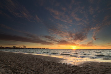 Sunset on the beach - Baltic Sea Poland. 