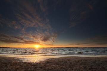 Sunset on the beach - Baltic Sea Poland. 