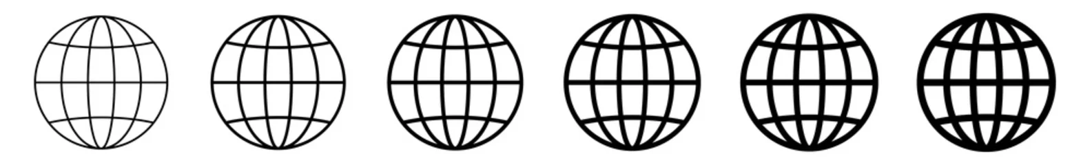 Fotobehang World Icon Black   Earth Illustration   Globe Symbol   Planet Logo   World Wide Web Sign   Isolated   Variations © endstern
