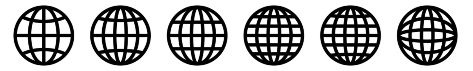 World Icon Black | Earth Illustration | Globe Symbol | Planet Logo | World Wide Web Sign | Isolated | Variations