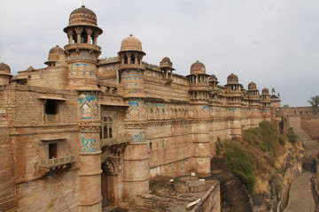 Fototapeta premium Gwailor Fort denominated by the colorful Fort, India