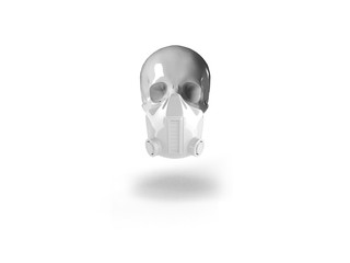 isolated 3d skull with mask model concept render
