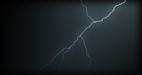 Lightning strikes on a black background with realistic reflections
