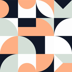 Minimalistic geometric seamless pattern with simple shapes. Abstract Scandinavian style template for web banner, business presentation, branding pack, print, wallpaper, poster. Vector illustration.
