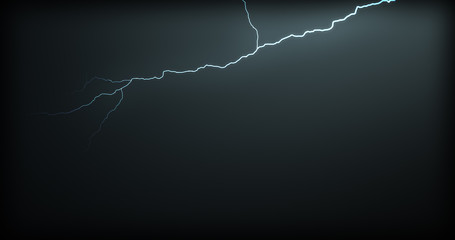 Lightning strikes on a black background with realistic reflections