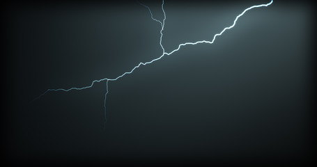 Lightning strikes on a black background with realistic reflections