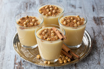 Boza or Bosa, traditional Turkish drink with roasted chickpea 