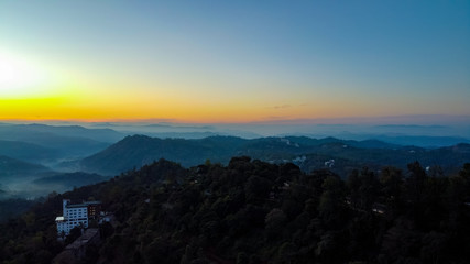Sunset / sunrise with clouds, Panoramic view of a cloudy sky at sunset