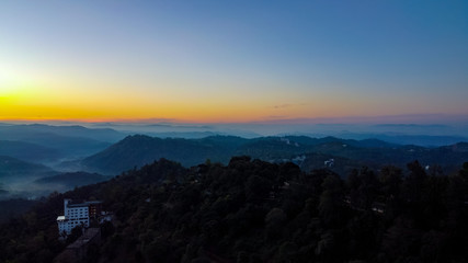 Sunset / sunrise with clouds, Panoramic view of a cloudy sky at sunset