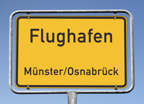 Flughafen M&uuml;nster/Osnabr&uuml;ck, Ortstafel (Symbolbild)