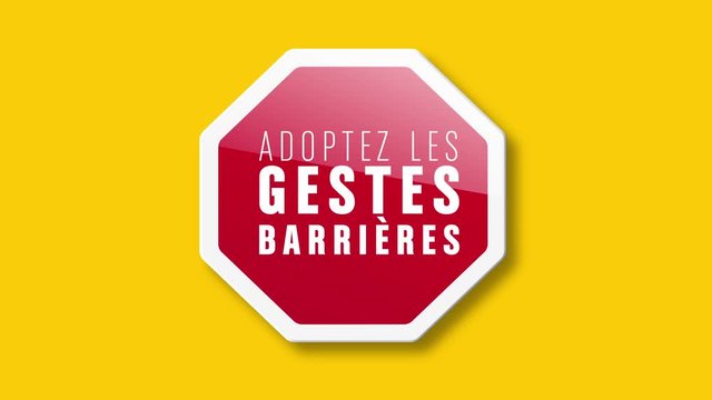 adoptez les gestes barri&egrave;res- panneau stop concept