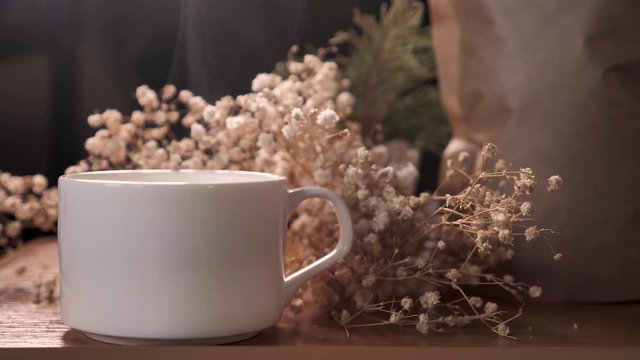 Cup with hot drink during illness
