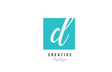 blue D square alphabet letter logo icon design for company and business