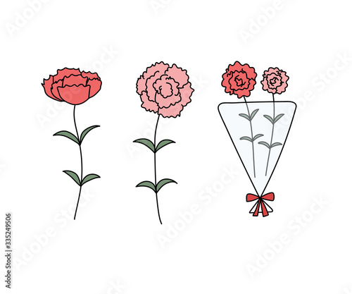 カーネーションのイラスト 母の日 花 花束 Wall Mural Yugoro