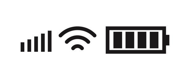Wifi signal strength, battery charge level. Vector