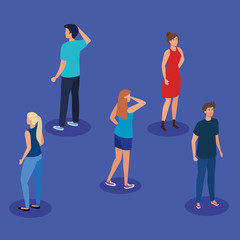 campaign of social distancing for covid 19 with people vector illustration design