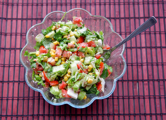 vegetable salad on a wooden table