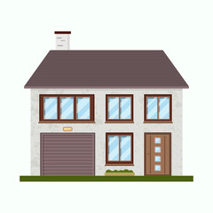 House vector illustration isolated on white background. Detailed house facade vector. House icon