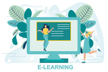 Online live streaming study class course to prevention covid 19 corona virus infection. Pupil studies online with teachers. Online education and graduation. Flat vector illustration.