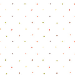 Сhildren's watercolor seamless pattern. Colorful polka dot background. Painting with yellow, red and green circles. Perfect for textile, fabric, wrapping paper, linens, wallpaper etc