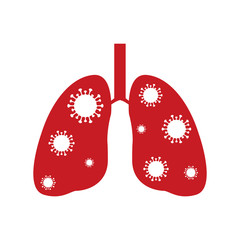 Lungs with virus, bacterium, microbes concept isolated on white. Sign caution Coronavirus. 