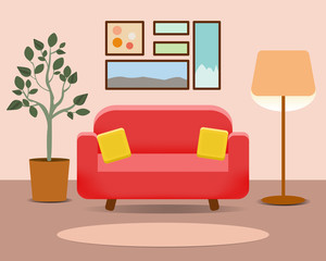 living room interior with sofa
