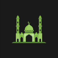 mosque vector illustration, perfect for islamic theme. flat color style