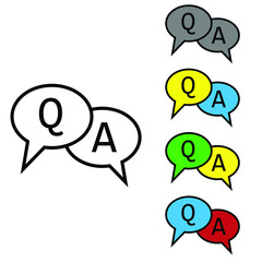 FAQ icon vector. questions and answers illustration sign. Q and A speech outline and filled vector symbol.