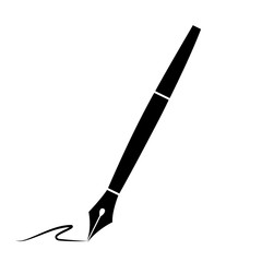 Pen write line icon calligraphy isolated vector